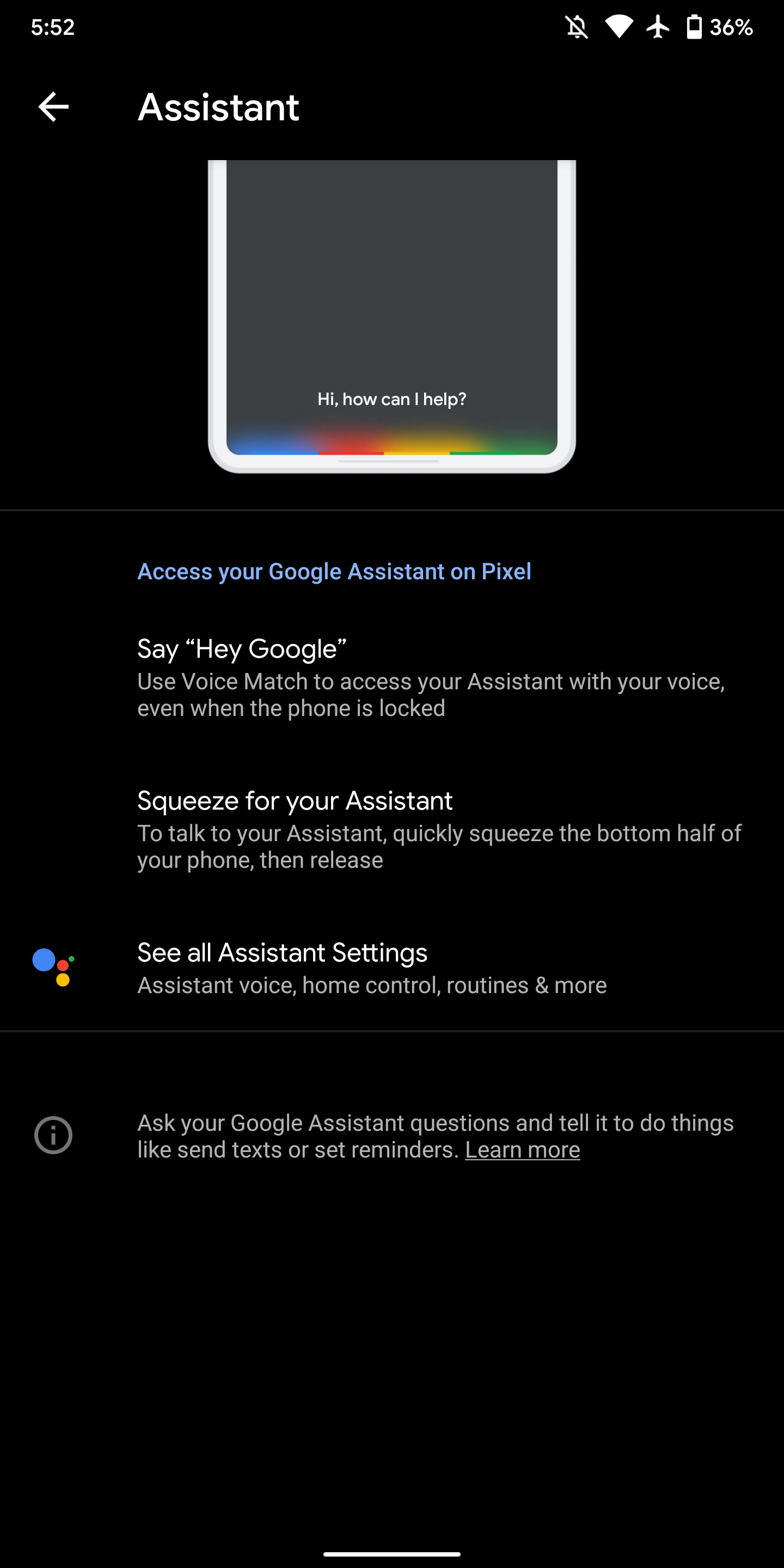 Google App 10 53 Assistant On Pixel Settings.png