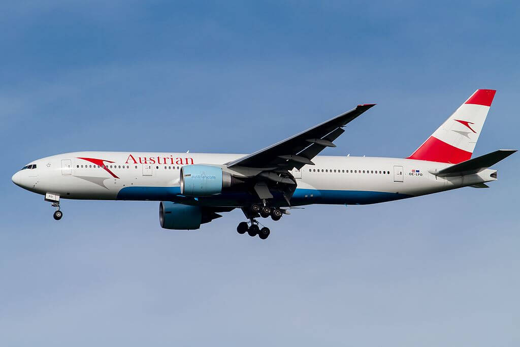 Austrian Airlines Boeing 777 2z9er Oe Lpd Spirit Of Austria At Narita International Airport.jpg