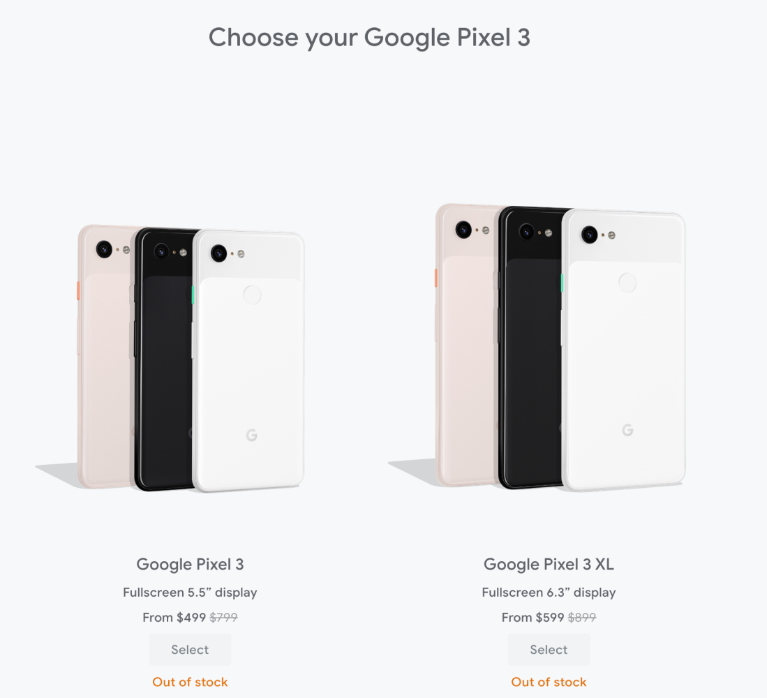 Google Pixel 3 och 3 XL slut på lager