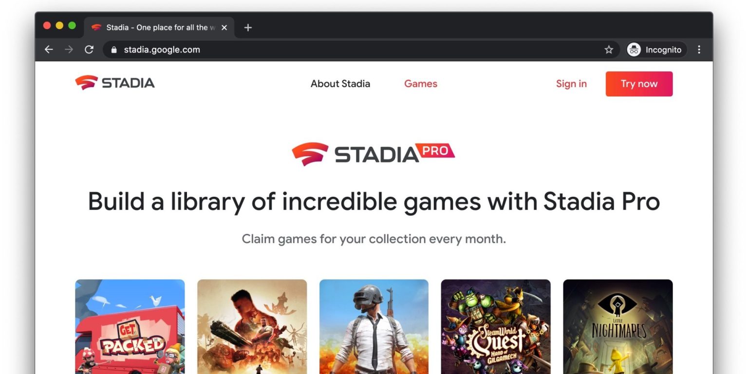 Stadia games list redesign