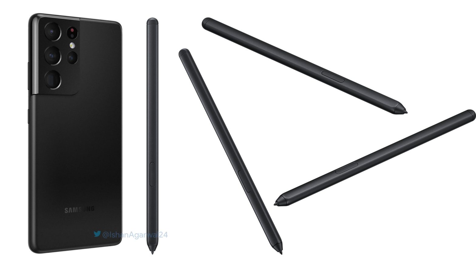 Ytterligare bild visar Samsung Galaxy S21 Ultra med tillhörande S-Pen