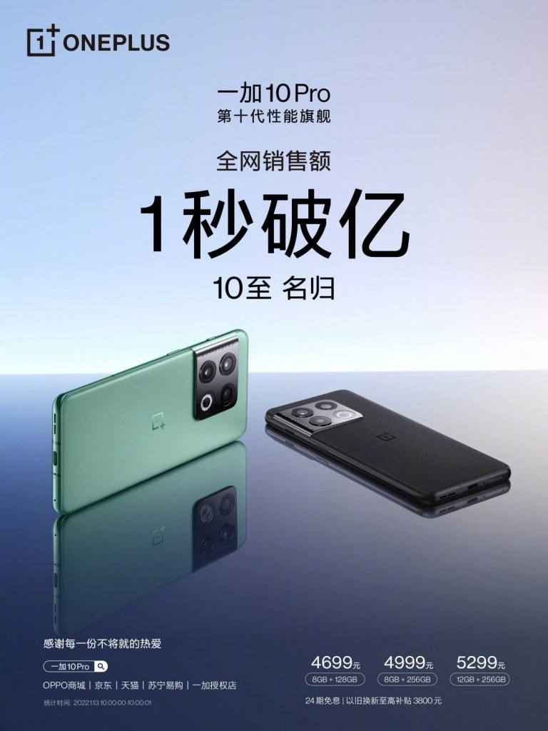 OnePlus 10 Pro såldes i 20 000 exemplar i företagets första flash sale av modellen