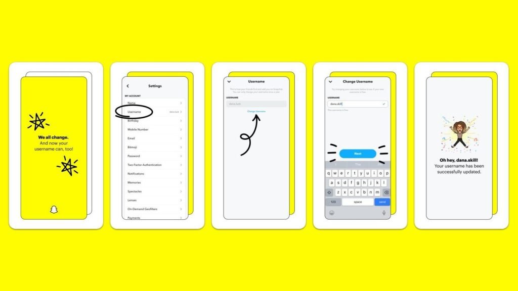 Snapchat gör det möjligt att byta användarnamn