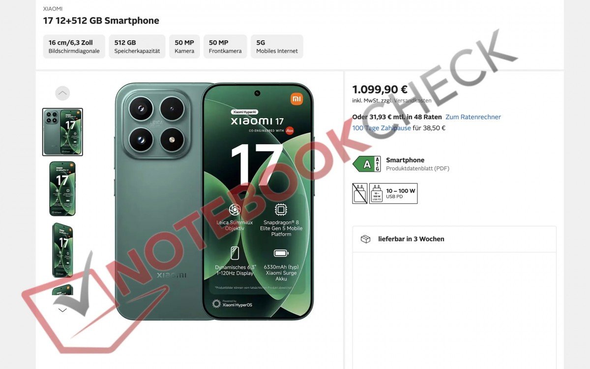 Priset för globala Xiaomi 17 läcker, lär komma till Sverige!